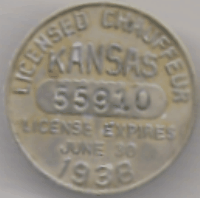 Kansas 1937/38 Licensed Chauffeur