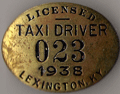 1938 Lexington Kentucky Licensed Taxi Driver