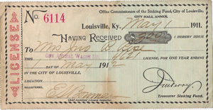 1911/12 Louisville Kentucky One Horse Wagon