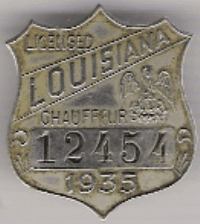 1935 Louisiana Licensed Chauffeur