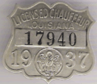 1937 Louisiana Licensed Chauffeur