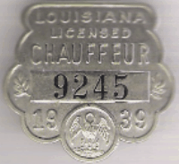 1939 Louisiana Licensed Chauffeur