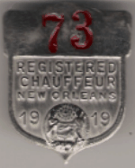 1919 New Orleans Louisiana Registered Chauffeur