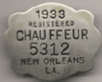 1933 New Orleans Louisiana Registered Chauffeur