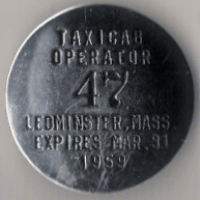 1958/59 Leominster Taxicab Operator Massachusetts