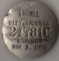 1955/56 Lowell City License Massachusetts