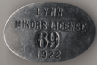 1922 Lynn Minors License Massachusetts