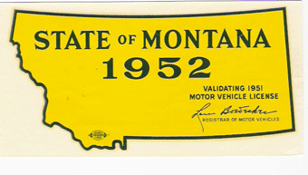 1952 Montana Uncirculated Windshield Sticker