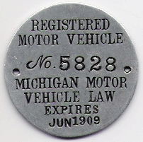 1908/Jun 1909 Michigan Registered Motor Vehicle