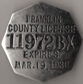 1937/38 Franklin County License Massachusetts