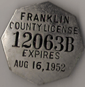 1951/52 Franklin County License Massachusetts