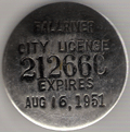 1950/51 Fall River City License Massachusetts