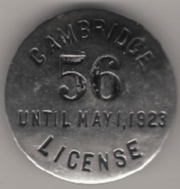 1922/23 Cambridge License Massachusetts