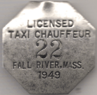 1949 Fall River Licensed Taxi Chauffeur