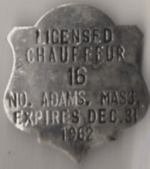 1962 North Adams Licensed Chauffeur Massachusetts