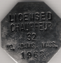 1963 North Adams Licensed Chauffeur Massachusetts