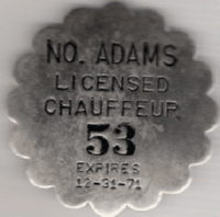 1971 North Adams Licensed Chauffeur Massachusetts
