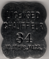 Undated North Adams Licensed Chauffeur Massachusetts