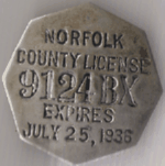 1935/36 Norfolk County License Massachusetts