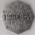 1937/38 Norfolk County License Massachusetts