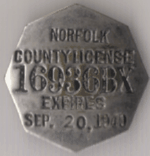 1939/40 Norfolk County License Massachusetts