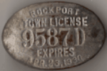 1929/30 Rockport Town License Massachusetts