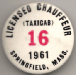 1961 Springfield Licensed Chauffeur Taxicab Massachusetts