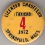 1972 Springfield Licensed Chauffeur Taxicab Massachusetts