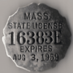 Mass State Peddler License 1958/AUG 59