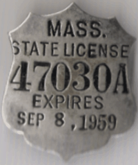 Mass State Peddler License 1958/SEP 1959