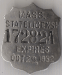 Mass State Peddler License 1931/OCT 32