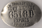1925/26 West Springfield Town License Massachusetts