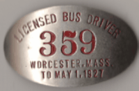 1926/27 Worcester Bus Driver Massachusetts