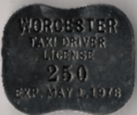 1978 Worcester Taxi Driver License Massachusetts