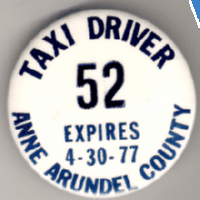 Anne Arundel County Maryland 1976/77 Taxi Driver