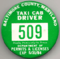 1983/84 Baltimore County Taxi Cab Driver