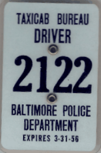 1955/56 Maryland Taxi Bureau Driver