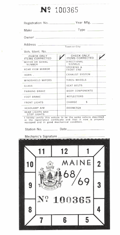 1968/69 Maine Inspection