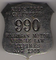 1907/August 1908 Michigan Registered Chauffeur