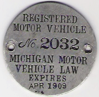 1908/Apr 1909 Michigan Registered Motor Vehicle