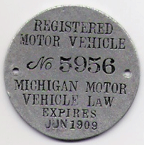 1908/Jun 1909 Michigan Registered Motor Vehicle