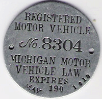 1909/May 1910 Michigan Registered Motor Vehicle