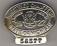 1922 Michigan Registered Chauffeur