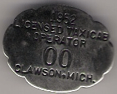 1952 Sample Clawson Licensed Taxicab Operator Michigan