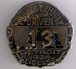 1924 Detroit Public Vehicle Driver License Michigan