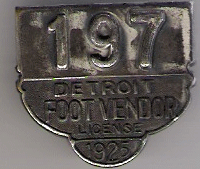 1925 Detroit Foot Vendor License Michigan