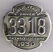 1930 Detroit Public Vehicle Driver License Michigan