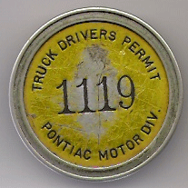 Detroit Pontiac Motor Div. Truck Drivers Permit Michigan
