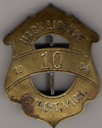 1904 Detroit Hack License Michigan