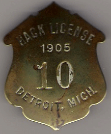 1905 Detroit Hack License Michigan